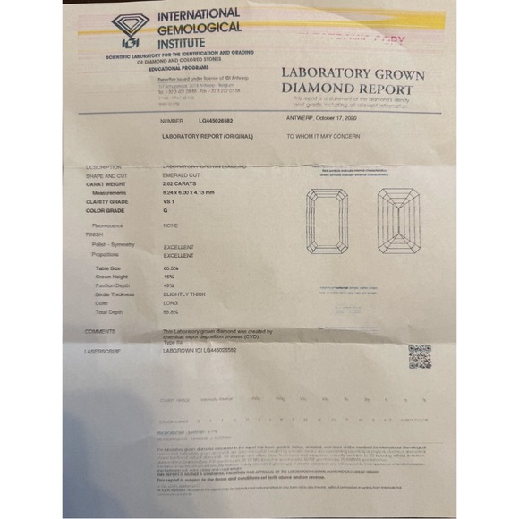 Gold Bridal Set- 2CT Emerald Cut Engagement Ring &White Gold Wedding Band - Picture 8 of 9